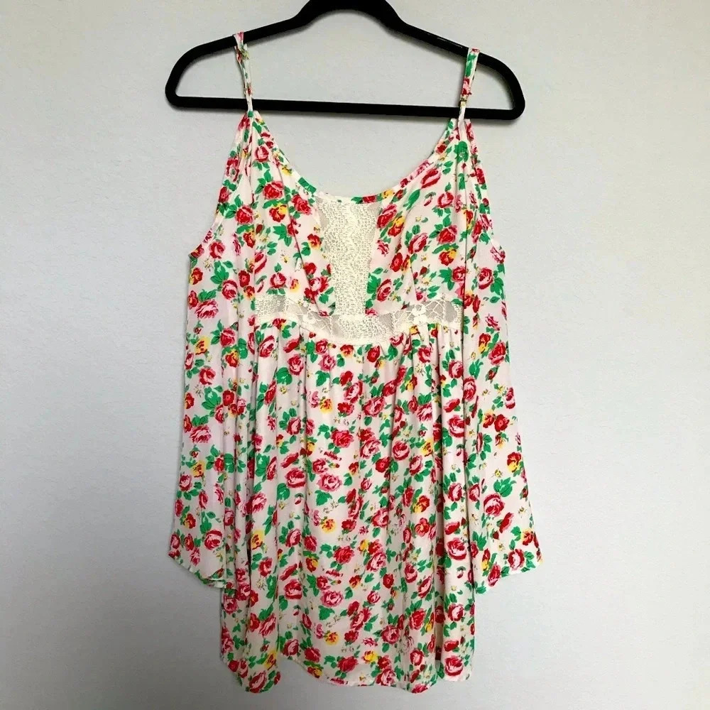 Altar'd State Ivory Floral Cold Shoulder Dress